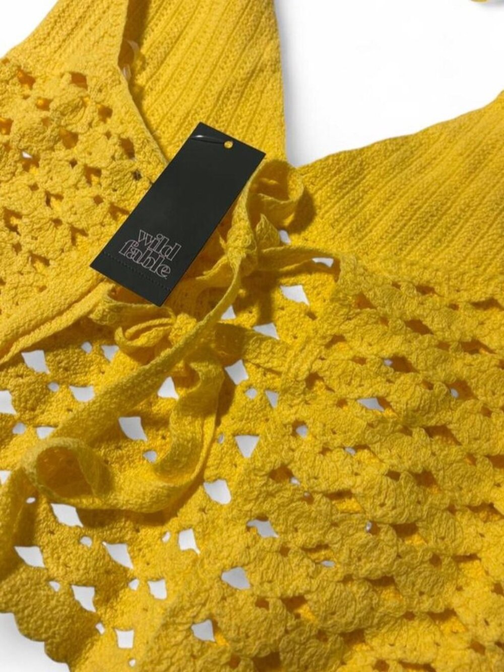 Wild Fable Mustard Crochet Halter Top Tie Back Size XL New With Tags